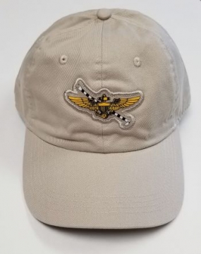 Ahead Low Profile Bone Hat with Pilot Wings & Hook Vintage Patch